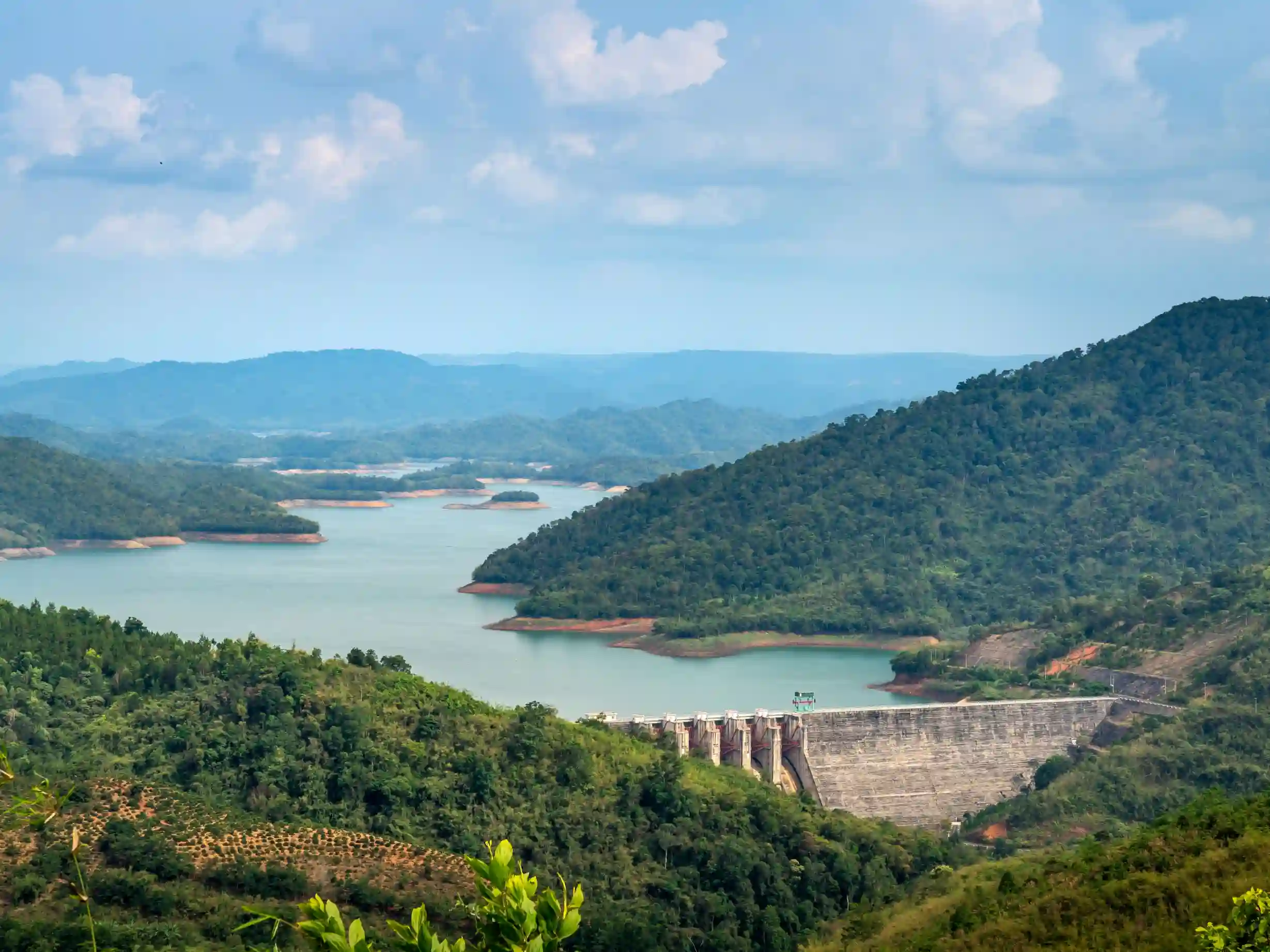 Totladoh Reservoir surrounded by forested hills